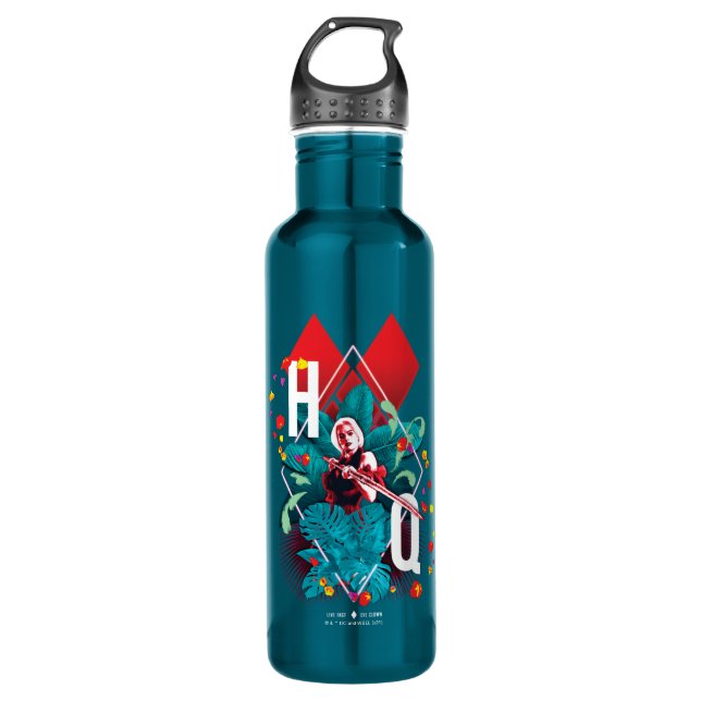 The Suicide Squad | Harley Quinn Floral Diamond 710 Ml Water Bottle (Front)