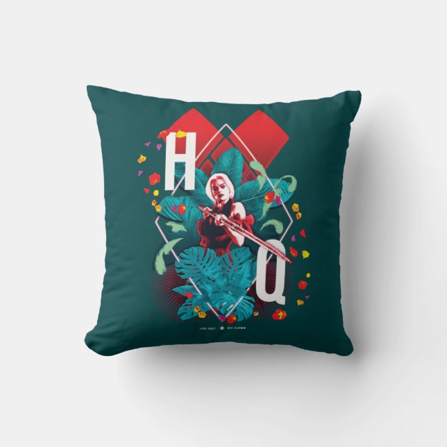The Suicide Squad | Harley Quinn Floral Diamond Cushion (Front)