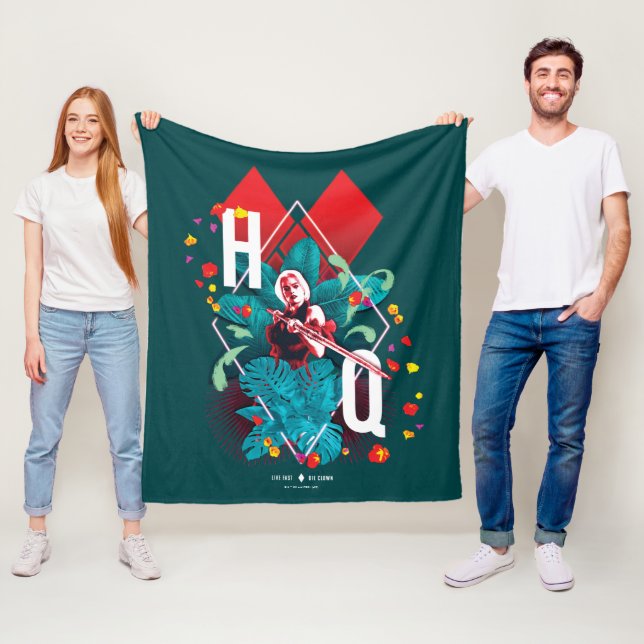 The Suicide Squad | Harley Quinn Floral Diamond Fleece Blanket (In Situ)