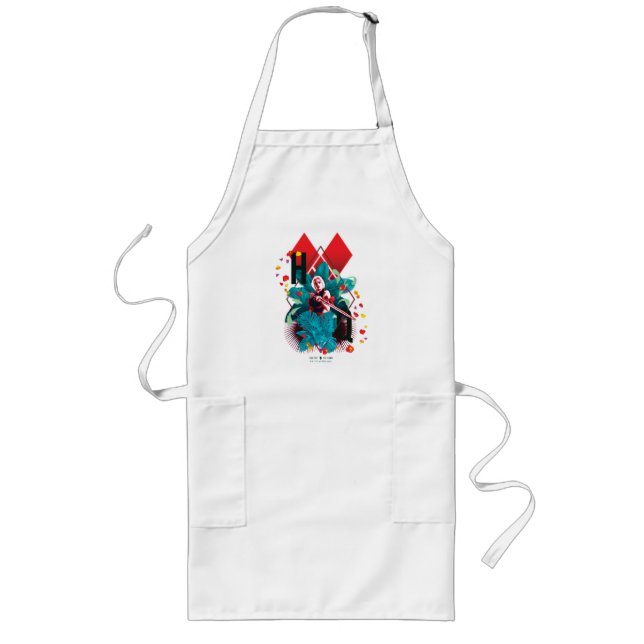 The Suicide Squad | Harley Quinn Floral Diamond Long Apron (Front)