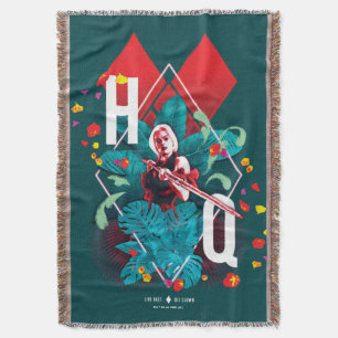 The Suicide Squad Harley Quinn Floral Diamond Throw Blanket