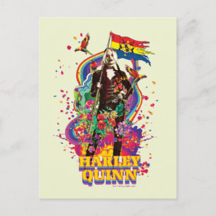 The Suicide Squad Harley Quinn Flowers & Rainbow Postcard