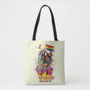 The Suicide Squad   Harley Quinn Flowers & Rainbow Tote Bag