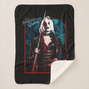 The Suicide Squad   Harley Quinn & Green Ferns Sherpa Blanket