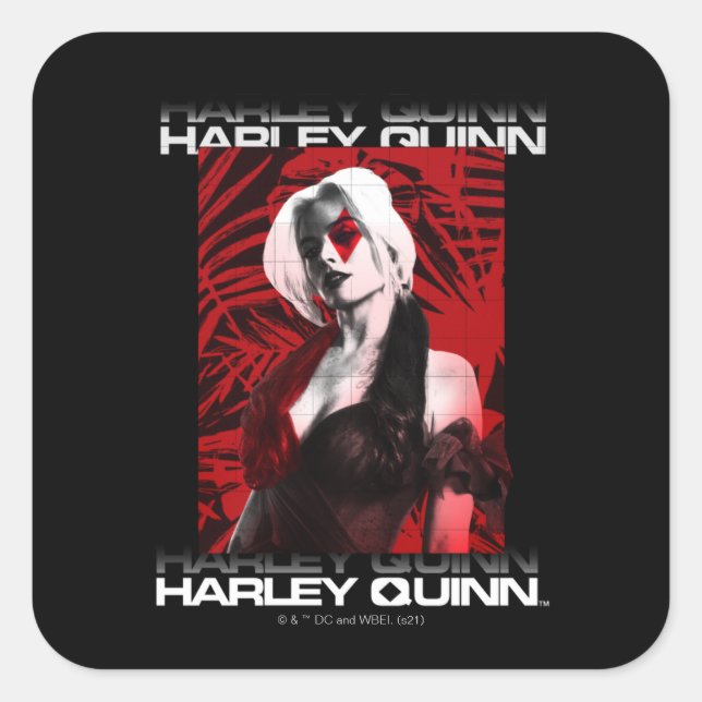 The Suicide Squad | Harley Quinn Red Fern Portrait Square Sticker (Front)