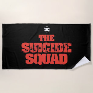 The Suicide Squad   Red and Black Logo Beach Towel