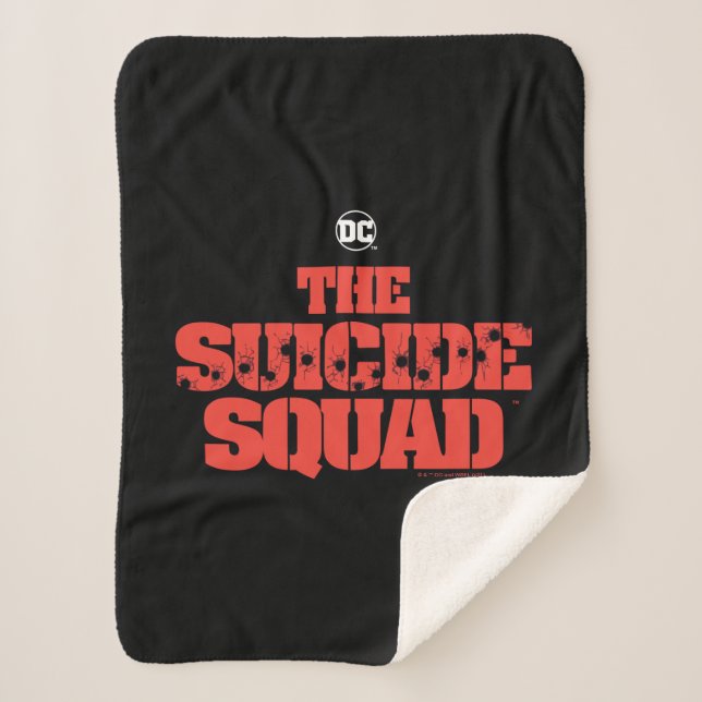 The Suicide Squad | Red and Black Logo Sherpa Blanket (Front)
