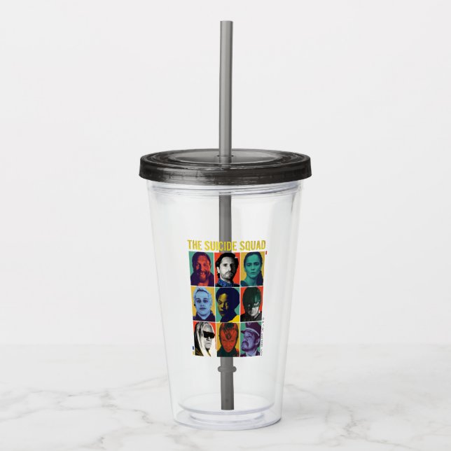 The Suicide Squad | Retro Grid With Amanda Waller Acrylic Tumbler (Front)