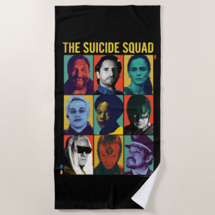 The Suicide Squad   Retro Grid With Amanda Waller Beach Towel
