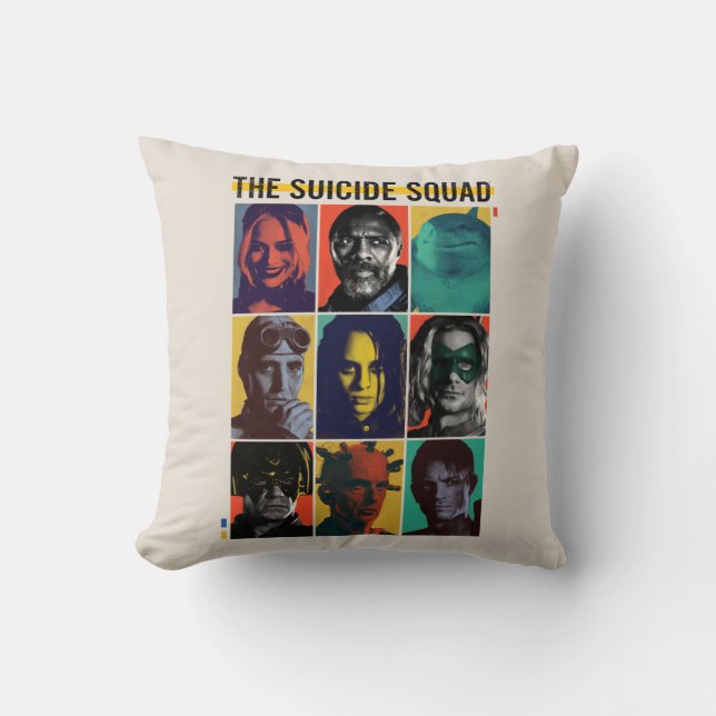 The Suicide Squad | Retro Grid With Harley Quinn Cushion (Front)