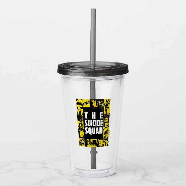 The Suicide Squad | Yellow & Black Icon Blocks Acrylic Tumbler (Front)