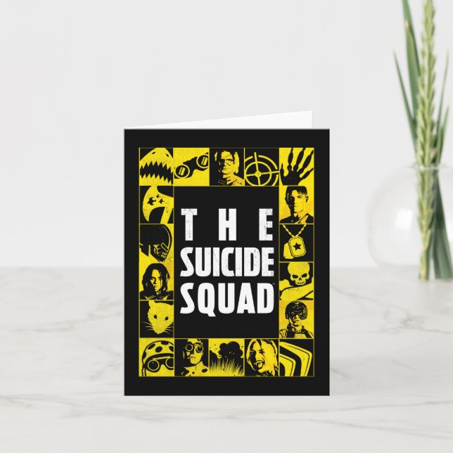 The Suicide Squad | Yellow & Black Icon Blocks Note Card (Front)