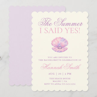 The Summer I Said Yes Seashell Ring Bachelorette Invitation