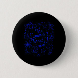 The Summer I Turned 11 Tropical Beach Birthday 6 Cm Round Badge