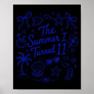 The Summer I Turned 11 Tropical Beach Birthday Poster