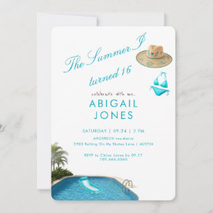 The Summer I Turned 16 Pool Birthday Party Invitation
