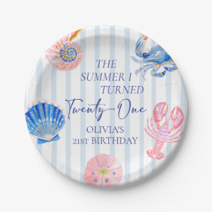 The Summer I Turned 21 Coastal Beach Birthday Paper Plate