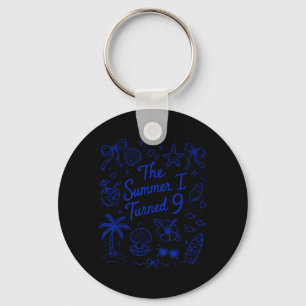 The Summer I Turned 9 Tropical Beach Birthday Key Ring