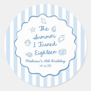 The Summer I Turned Eighteen 18th Birthday Party Classic Round Sticker