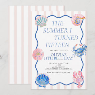 The Summer I Turned Fifteen coastal 15th Birthday Invitation