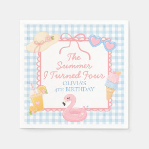 The Summer I Turned Four coastal 4th Birthday Napkin