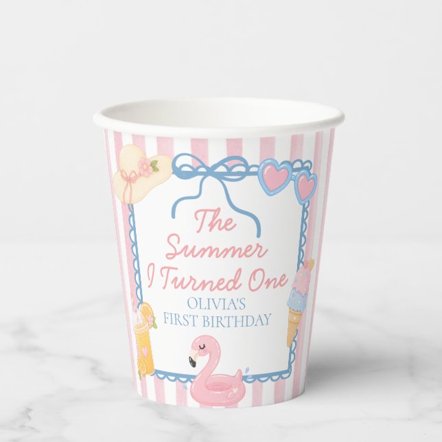 The Summer I Turned One Beach First Birthday Paper Cups (Front)