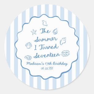 The Summer I Turned Seventeen 17th Birthday Party Classic Round Sticker