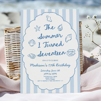 The Summer I Turned Seventeen 17th Birthday Party Invitation