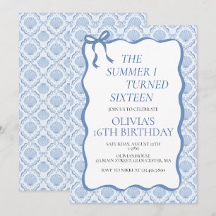 The Summer I Turned Sixteen 16th Birthday Invitation