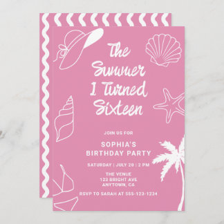 The Summer I Turned Sixteen 16th Birthday Party Invitation