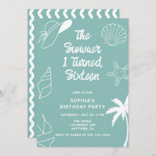 The Summer I Turned Sixteen 16th Birthday Party Invitation