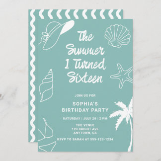 The Summer I Turned Sixteen 16th Birthday Party Invitation