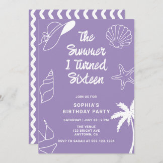 The Summer I Turned Sixteen 16th Birthday Party Invitation