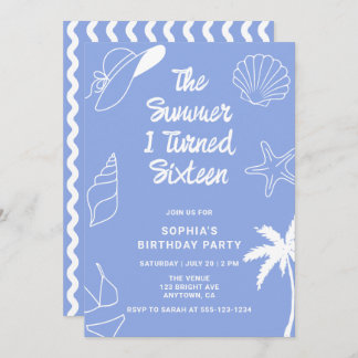 The Summer I Turned Sixteen 16th Birthday Party Invitation