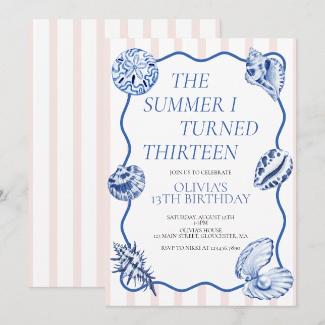 The Summer I Turned Thirteen 13th Birthday Invitation (Front/Back)