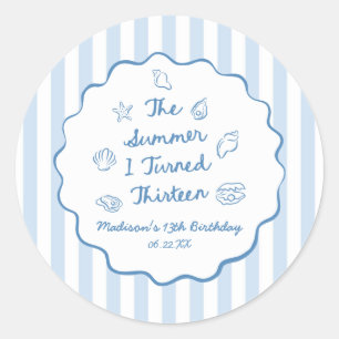 The Summer I Turned Thirteen 13th Birthday Party Classic Round Sticker