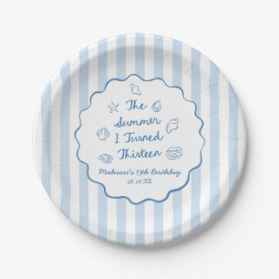 The Summer I Turned Thirteen 13th Birthday Party Paper Plate