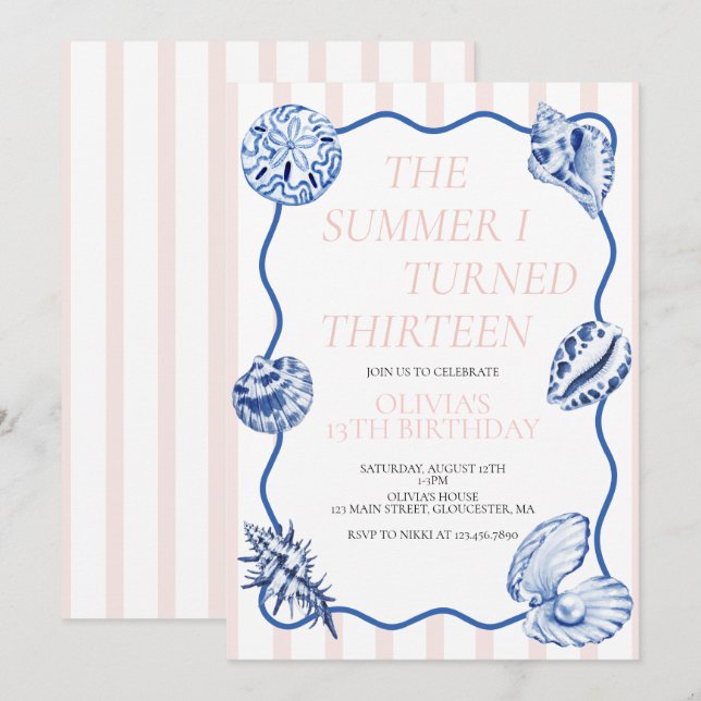 The Summer I Turned Thirteen Birthday Invitation (Front/Back)