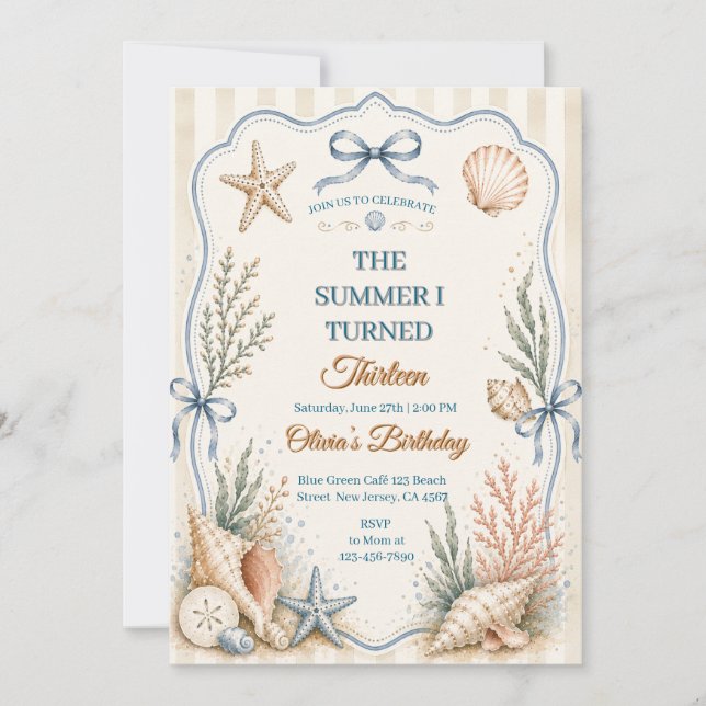 The Summer I Turned Thirteen Birthday Invitation (Front)