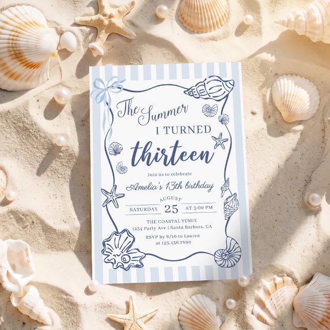 The Summer I Turned Thirteen Coastal 13th Birthday Invitation (Creator Uploaded)