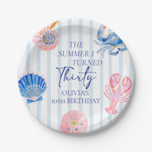 The Summer I Turned Thirty Coastal 30th Birthday Paper Plate