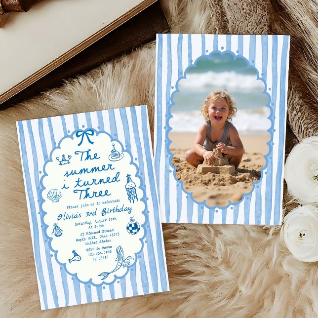 The Summer I Turned Three 3rd Birthday Invitation (Creator Uploaded)