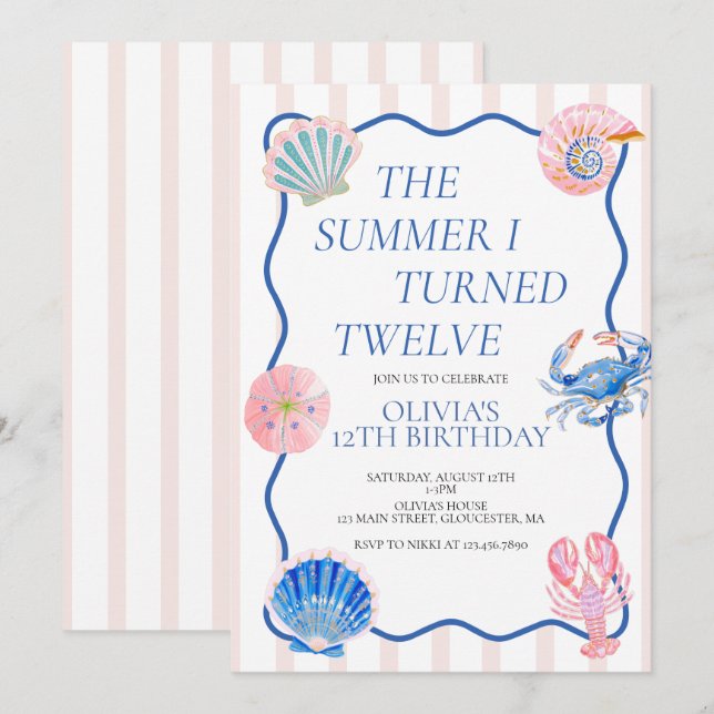 The Summer I Turned Twelve 12th Birthday Invitation (Front/Back)