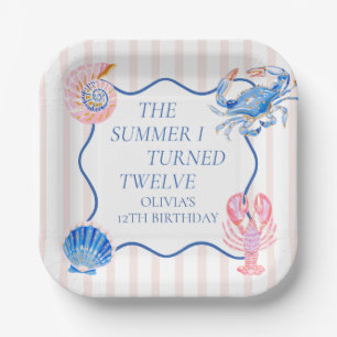 The Summer I Turned Twelve Coastal 12th Birthday Paper Plate