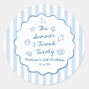 The Summer I Turned Twenty 20th Birthday Party Classic Round Sticker