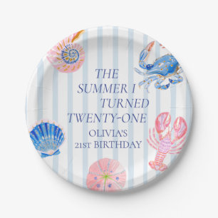 The Summer I Turned twenty-one Coastal Birthday Paper Plate