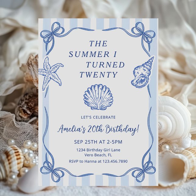 The Summer I Turned Twenty Seashell Birthday Invitation (Creator Uploaded)