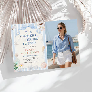 The Summer I Turned Twenty Seashell Birthday Photo Invitation