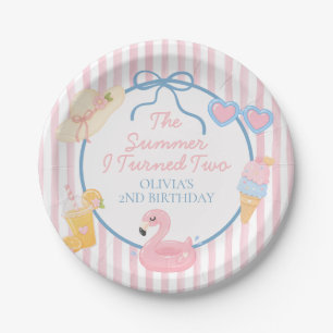 The Summer I Turned Two beach 2nd Birthday Paper Plate