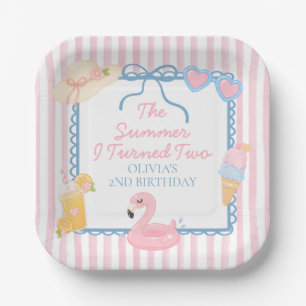The Summer I Turned Two Coastal Beach 2nd Birthday Paper Plate